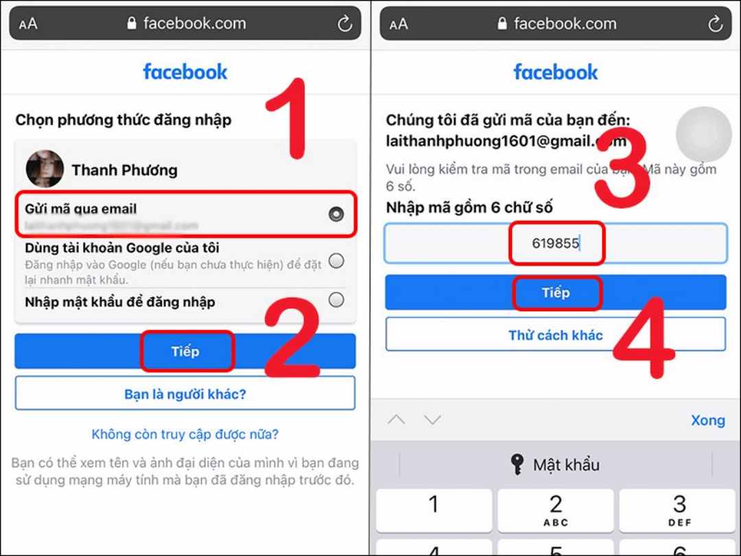 Cách lấy lại mật khẩu Facebook qua mã gửi tới Gmail