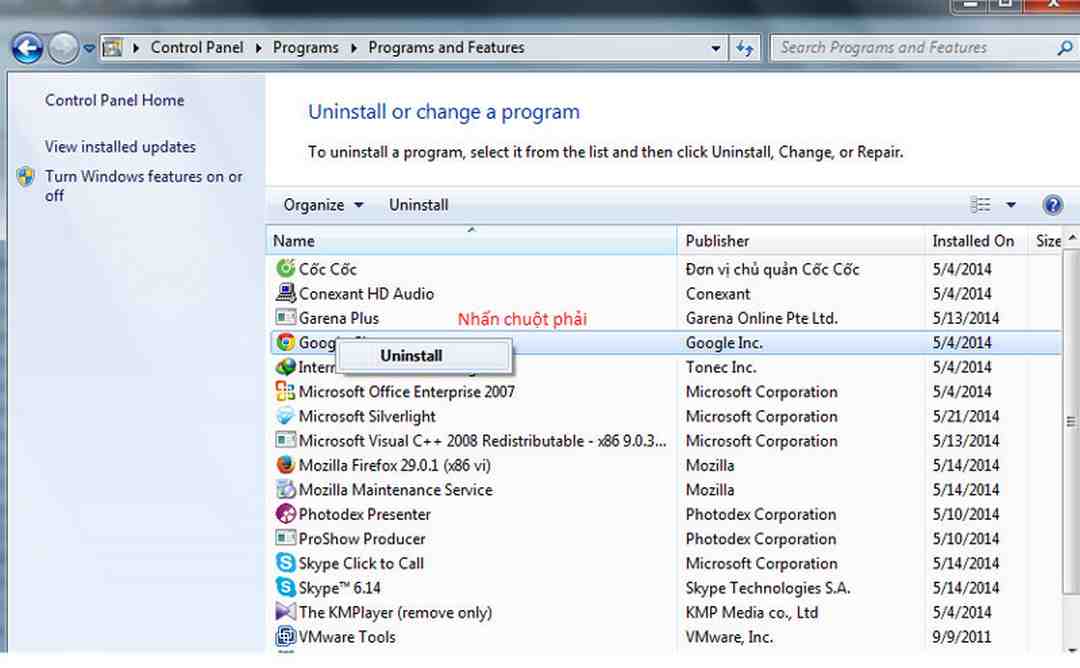 Cách xóa ứng dụng trên máy tính nhanh với Control Panel