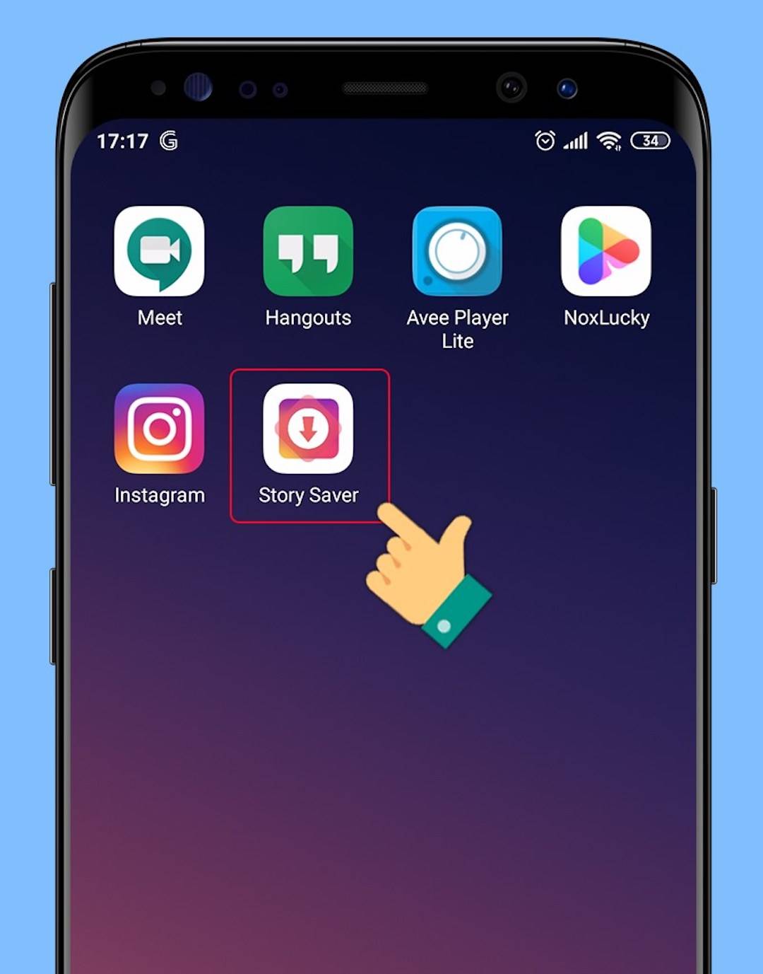 Thao tác tải story của người khác trên app Instagram ở điện thoại