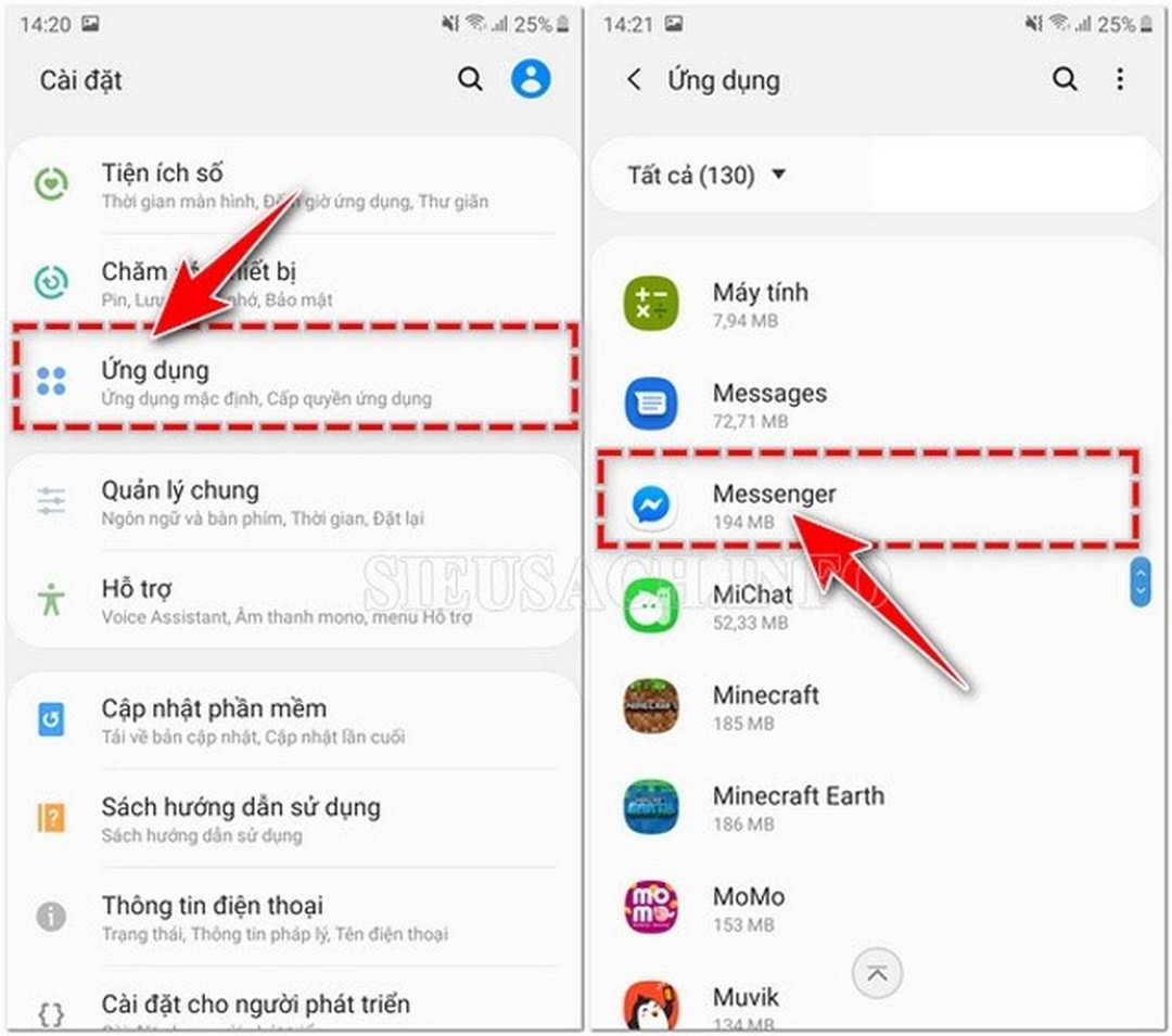 đăng xuất Messenger trên Android bằng cách xoá dữ liệu trong cài đặt